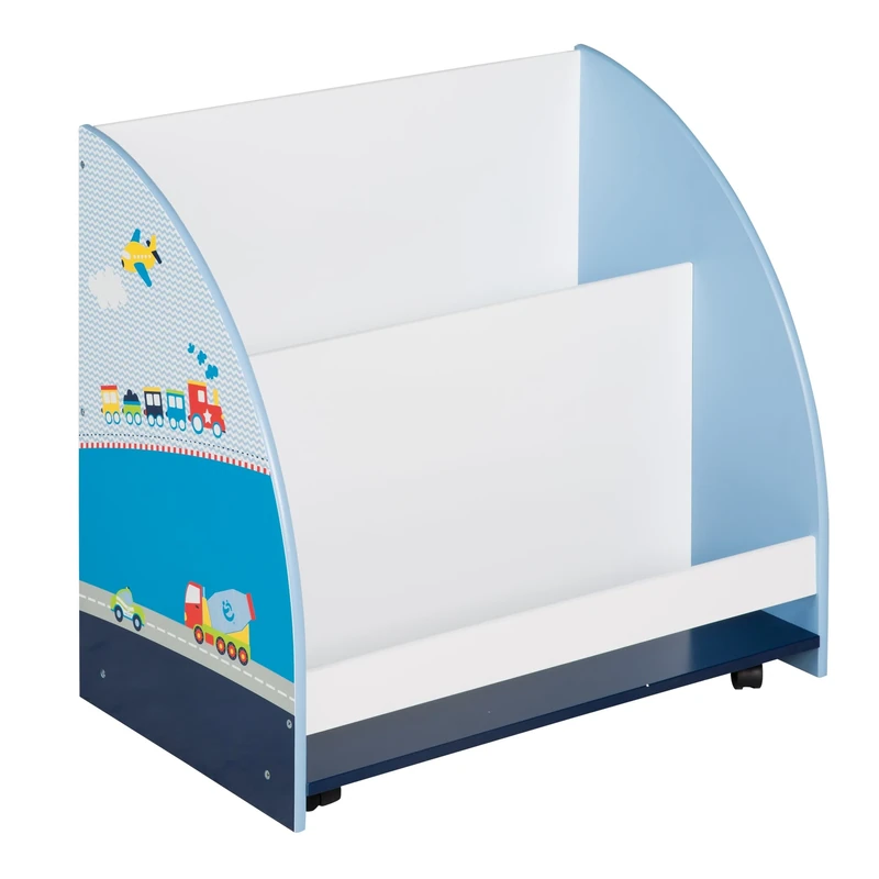 roba Children's Shelf 'Racer', Toy & Book Shelf for The Children's Room, Rolling & Rotating Toy Shelf with Wheels, Blue