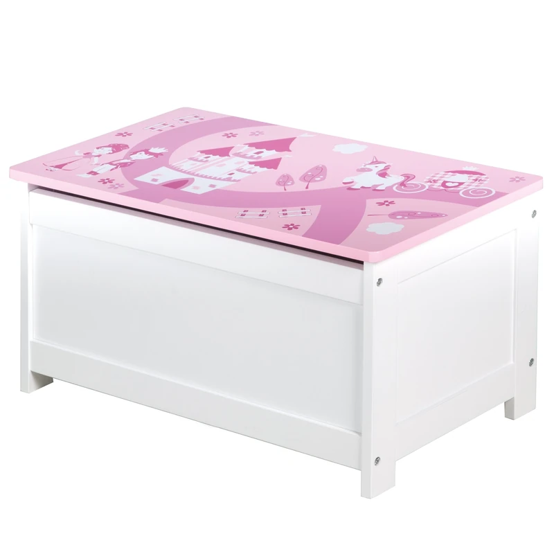 roba 'Crown' Toy Chest, seat & Storage Chest for The Children's Room, Pink/Pink Chest Bench