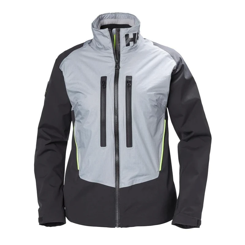Helly Hansen Women's Sailing Ægir H2Flow Waterproof Fleece Lined Jacket, Silver Grey, X-Small