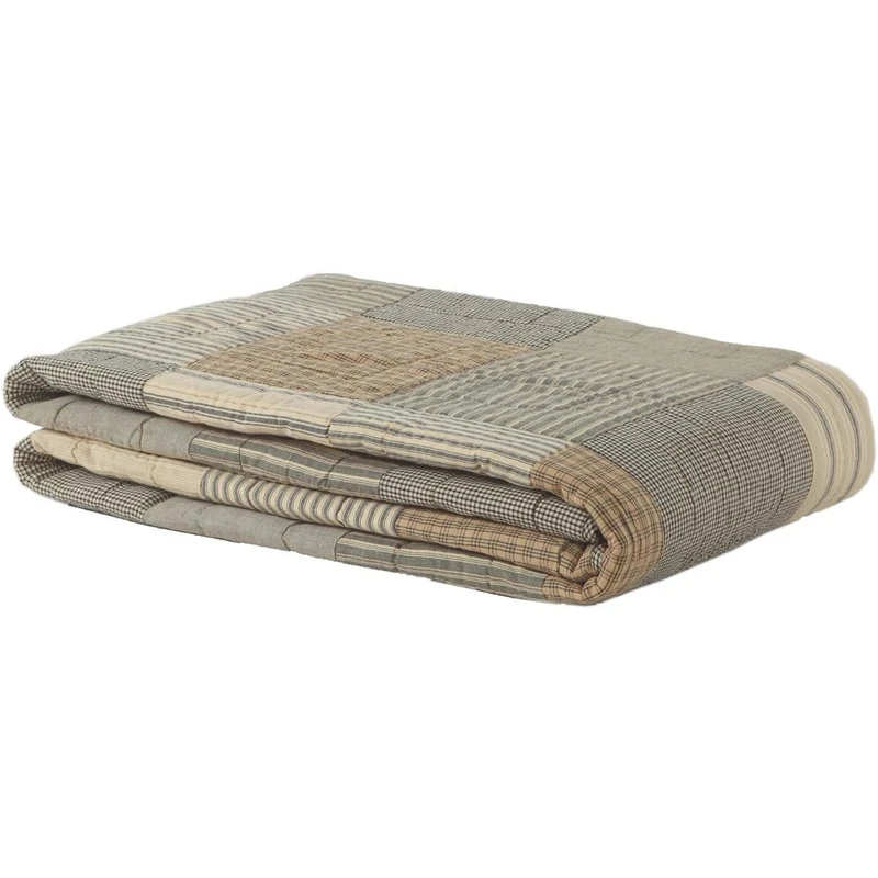 VHC Brands Quilt, Cotton, Charcoal Grey, Queen - Image 1