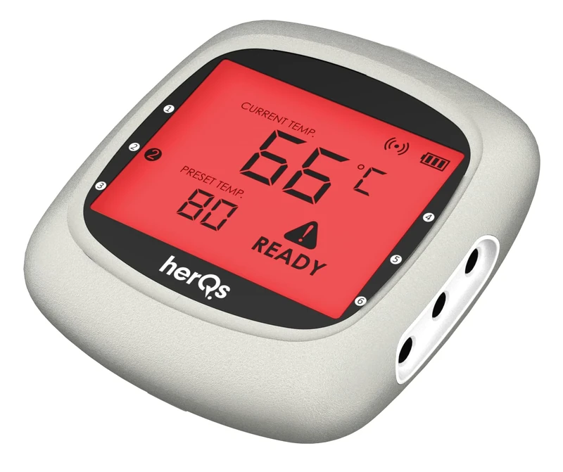 herQs EasyBBQ Pro Wireless Meat Thermometer with 2 Food Temperature Probes included – Digital Cooking & BBQ Thermometer – Smart Temperature Sensor and Thermometer App – Use Outdoor & Oven