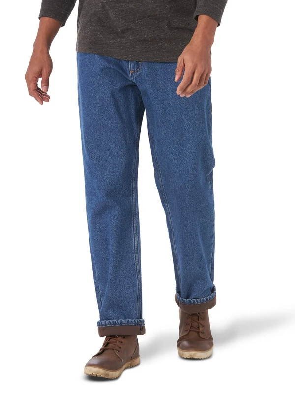 Wrangler Authentics Men's Fleece Lined Five Pocket Jean Casual Pants, Stonewash, 32W x 32L