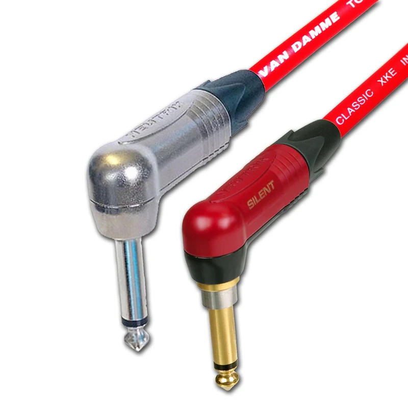 Neutrik SILENT Guitar Jack to Jack Lead. Van Damme Cable. Angled 1m 3m 6m 5m 10m (10m, Red)