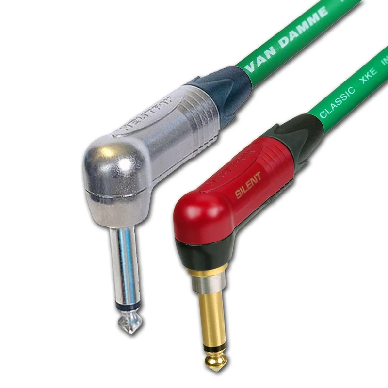 Neutrik SILENT Guitar Jack to Jack Lead. Van Damme Cable. Angled 1m 3m 6m 5m 10m (10m, Black)