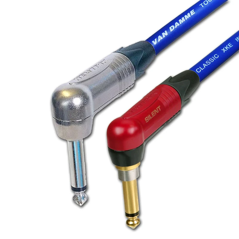Neutrik SILENT Guitar Jack to Jack Lead. Van Damme Cable. Angled 1m 3m 6m 5m 10m (10m, Blue)