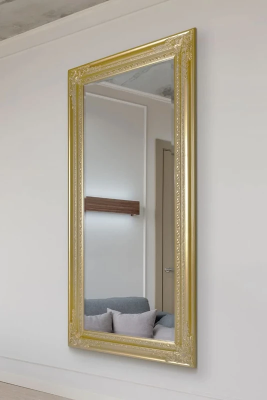 Large Gold Antique Style Wall Mirror Wood 5Ft10 X 2Ft10 178cm X 87cm