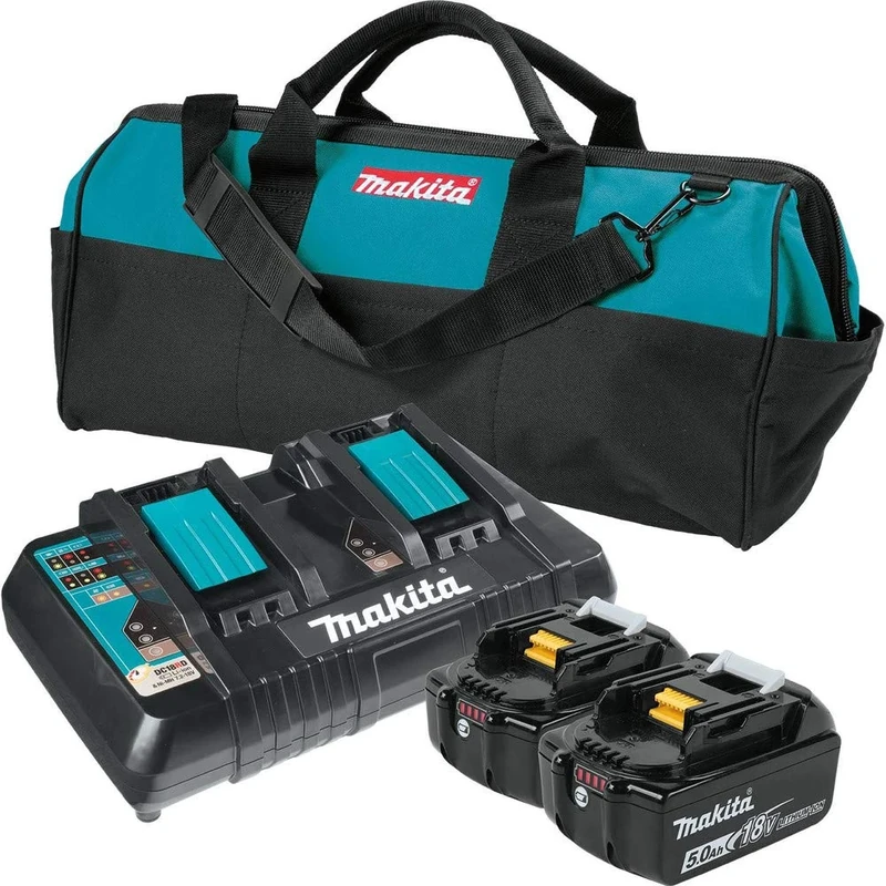 Makita BL1850B2DC2X 18V LXT Lithium-Ion Battery & Dual Port Charger Starter Pack (5.0Ah) - Image 1
