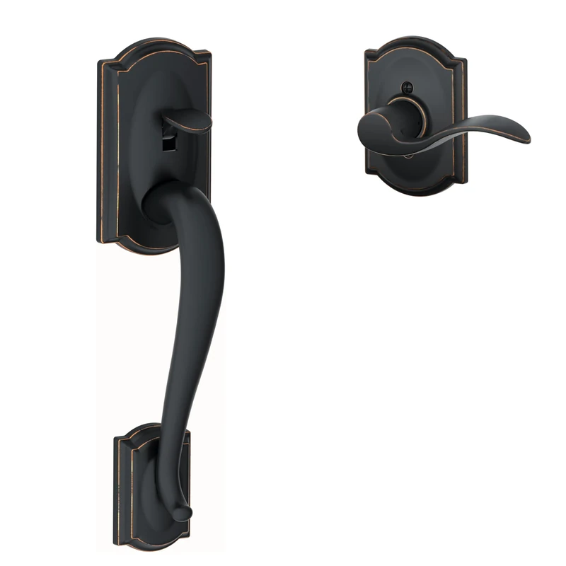 Schlage FE285-CAM-ACC-CAM-LH Camelot Lower Handle Set for Electronic Keypad with, Aged Bronze