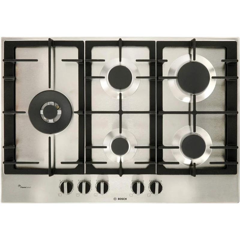 Bosch 6 Series PCS7A5B90 Built-in Gas Hob, Stainless Steel, 1000 W, Round