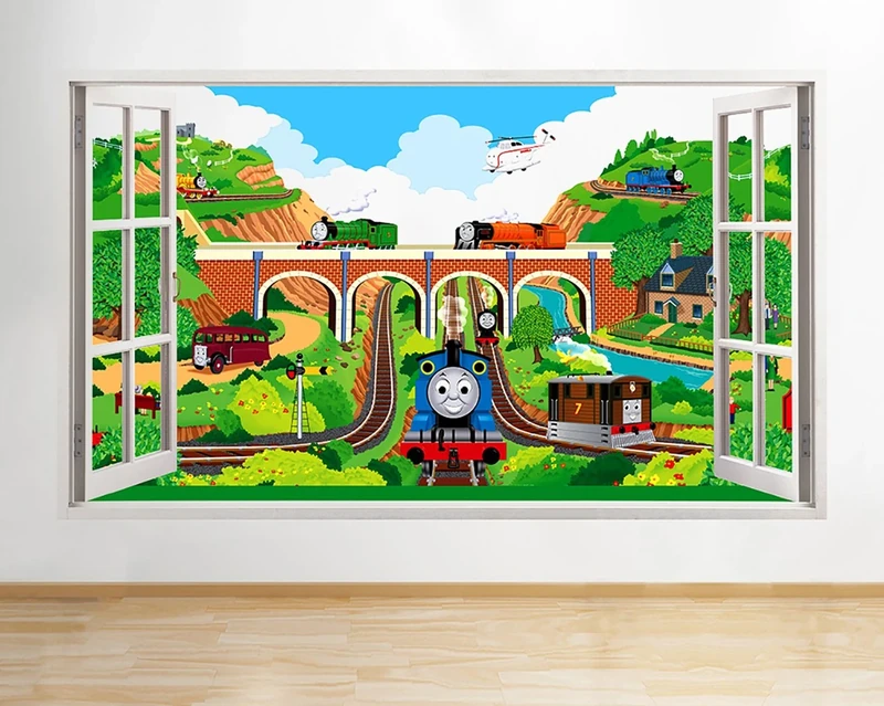 R051 Cartoon Train Cool Kid Bedroom Window Wall Decal 3D Art Stickers Vinyl RoomKids Bedroom Baby Nursery Cool Livingroom Hall Boys Girls - Image 1