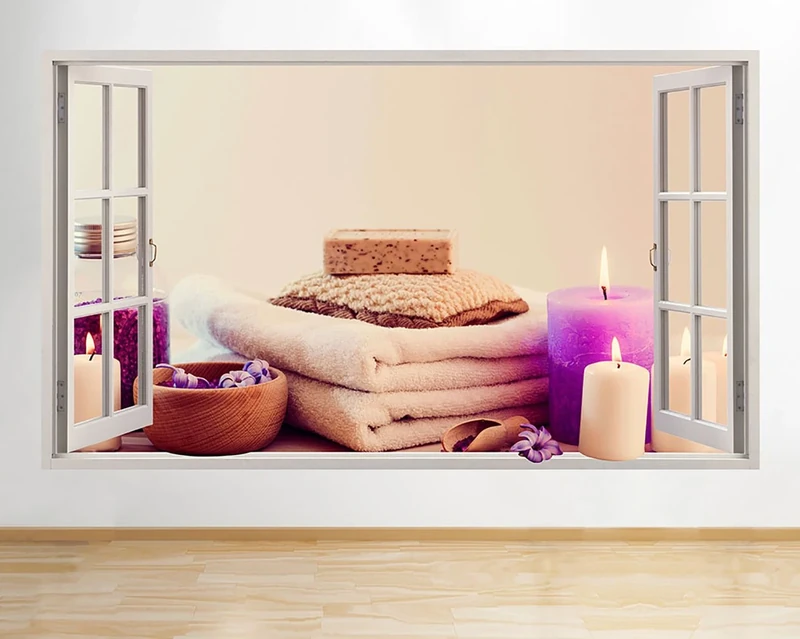 R939 Spa Candles Relax Massage Soap Window Wall Decal 3D Art Stickers Vinyl RoomKids Bedroom Baby Nursery Cool Livingroom Hall Boys Girls