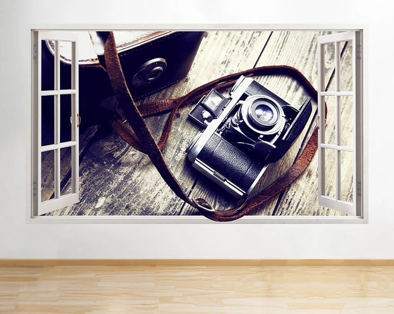 R244 Retro Camera Photography Cool Window Wall Decal 3D Art Stickers Vinyl RoomKids Bedroom Baby Nursery Cool Livingroom Hall Boys Girls