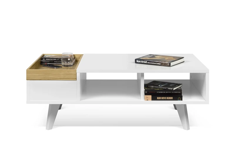 Symbiosis TemaHome Plato Coffee Table, Wood, Oak and White, 65 x 110 x 39 cm