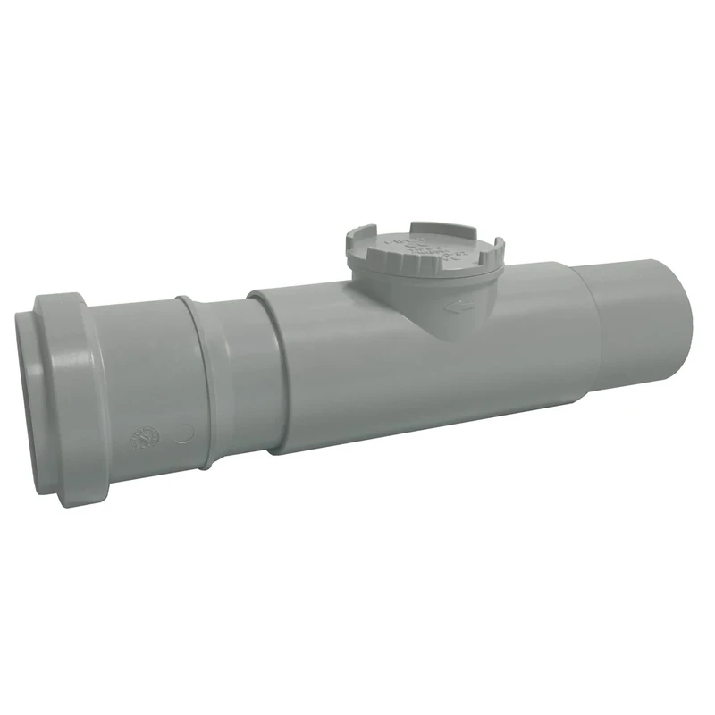 First Plast nro50g Backflow Valve in PVC with O-Ring, Grey, Diameter 50 mm