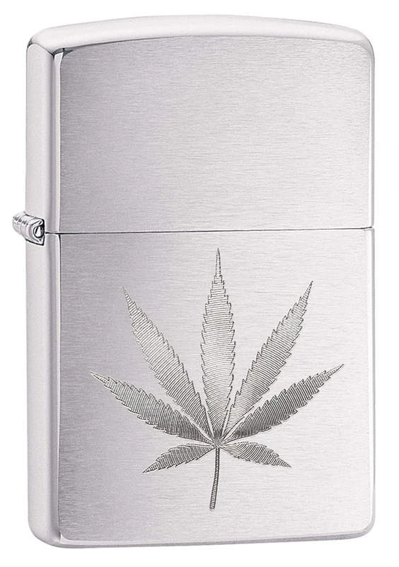 Zippo Windproof Lighter - Rasta Leaf - Brushed Chrome, Colour Image - Refillable, Lifetime Use - Adjustable Flame - Gift Box - Metal Construction - Made in USA
