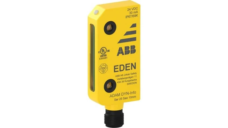 ABB Adam DYN-Info M12-5 Safety Sensor Unit, M12-5 Male Connector, IP69K, Yellow (ABB2TLA020051R5100)