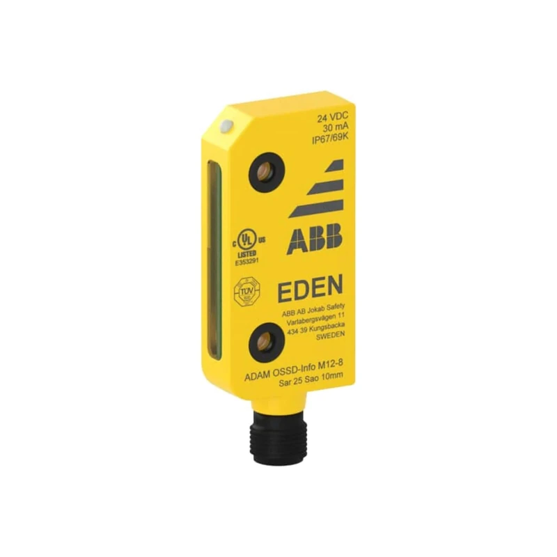 ABB Adam OSSD-Info M12-8 safety Sensor, M12-8 Male Connector, IP69K, Yellow (ABB2TLA020051R5700)