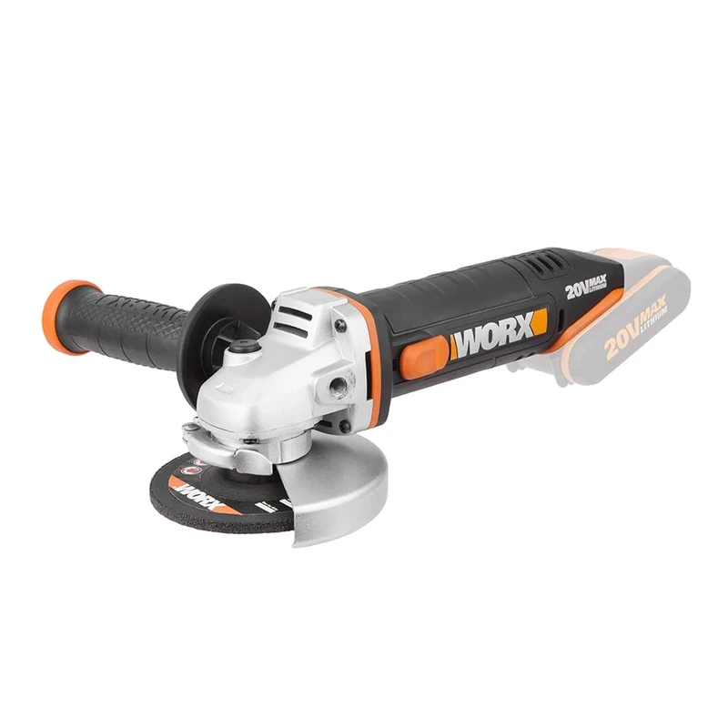 WORX WX800.9 Li-Ion Akku-Winkelschleifer 20V – Kompakter Schleifer mit schmalem Körper & Zusatzhandgriff schleift & schneidet alle Materialien mit optimaler Kontrolle – Ohne Akku & Ladegerät