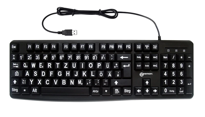 Geemarc KBSV3_BLK_GE Clavier USB Allemand, QWERTZ, Windows® Noir Extragroße Tasten