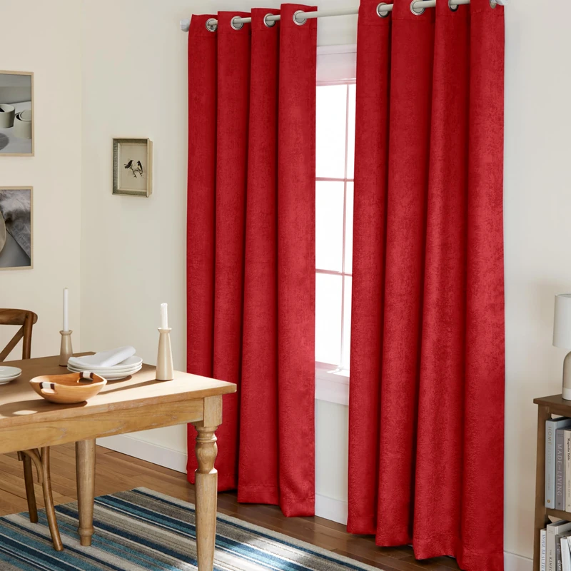 Exclusive Home Curtains Oxford Woven Blackout Grommet Top Panel Pair, Chili, 52x96, 2 Piece