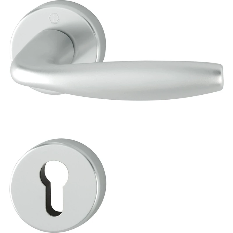 Hoppe House Door Door FH Door Handle Set – Silver Anodised Aluminium – for Internal Doors Door Thickness 40 Key 45 mm New York, Rundrosette PZ