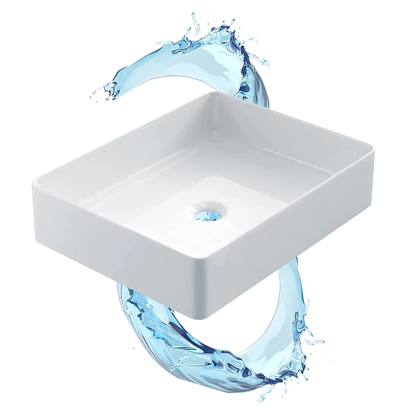 Starbath Plus - White Ceramic Wash Basin - Rectangular Shape - Measures 48 x 37 x 11 cm - Ideal for Placing Bathroom and Toilet Furniture Countertop
