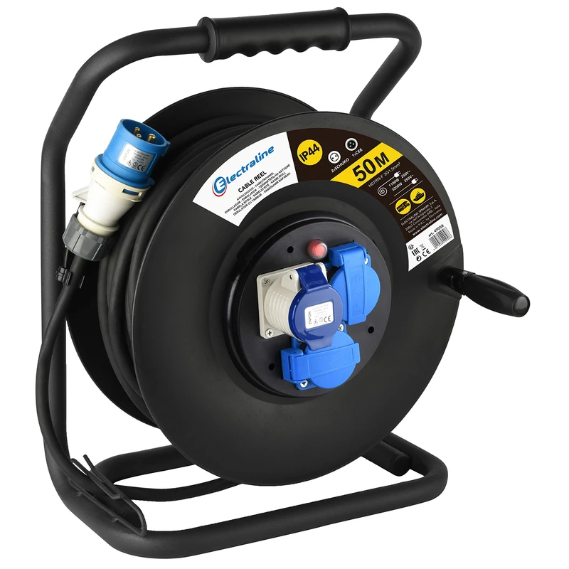 Electraline 49058 Electric Extension with Cable Reel, Black