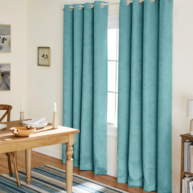 Exclusive Home Curtains Oxford Woven Blackout Grommet Top Panel Pair, Teal, 52x84, 2 Piece