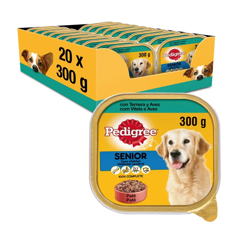 PEDIGREE Senior Wet Dog Food, Beef & Poultry Flavor, 300g (Pack of 20)