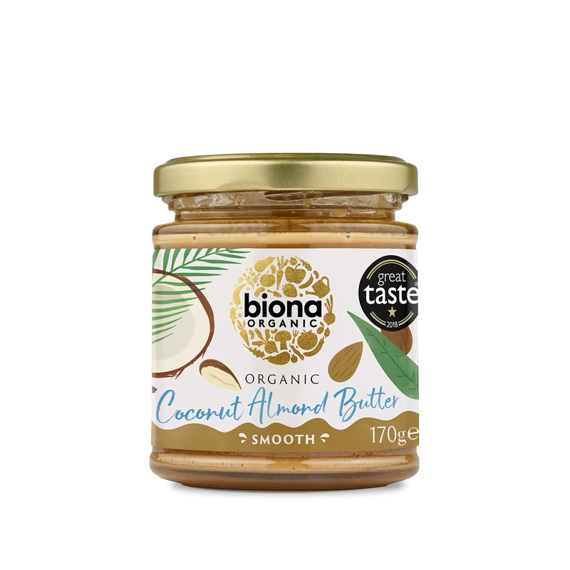 Biona Organic Coconut Almond Butter 6-Pack – Organic Almond & Coconut Spread, Vegan Nut Butter, No Palm Oil or Added Sugar, Smooth & Creamy, Gluten-Free, 170g Jars