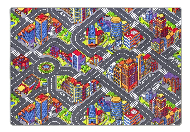 andiamo Big City Children's Play Mat Street Tested for Harmful Substances Flat Easy-Care Rug for Children's Room Size: 140 x 200 cm
