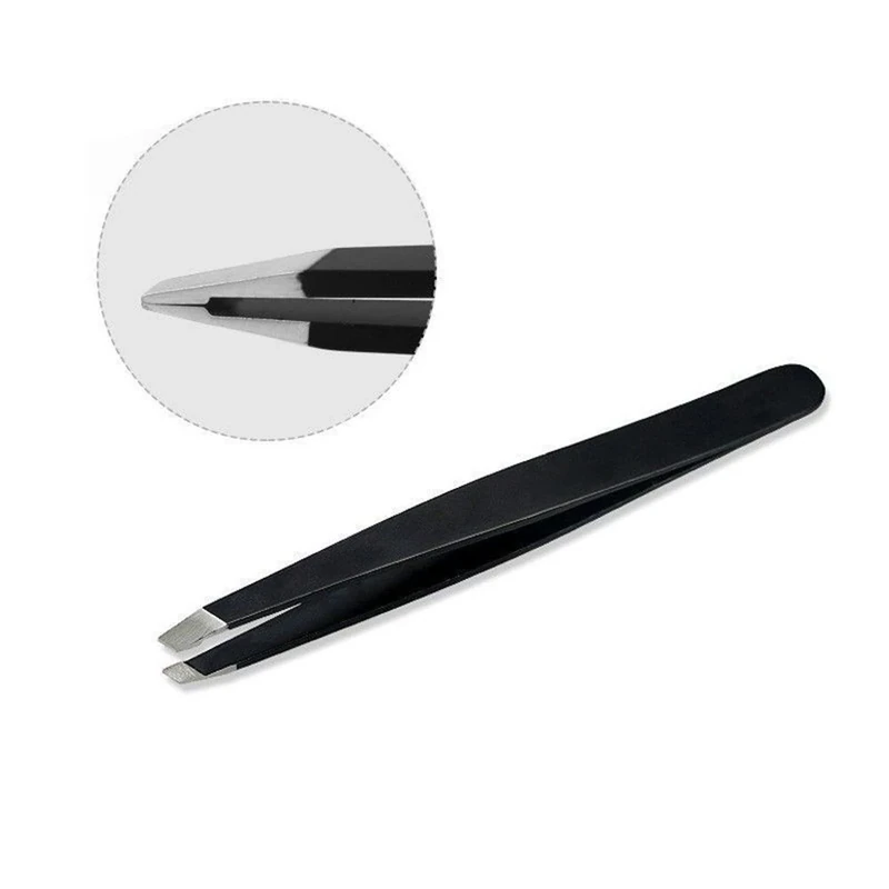 Professional Beauty Eyebrow Tweezers Slanted Tip Stainless Steel Tweezer
