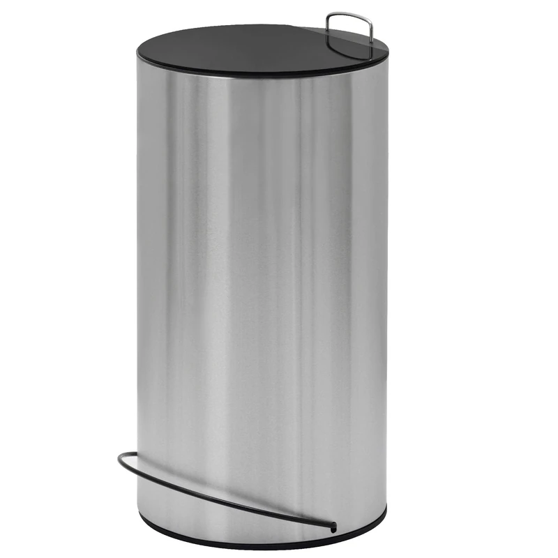 KITCHEN MOVE 960076CSE BLACK Poubelle à pédale 25 Litres Josh en Argent Ø29.5x63cm, Inoxydable, 29,5 x 29,5 x 63 cm