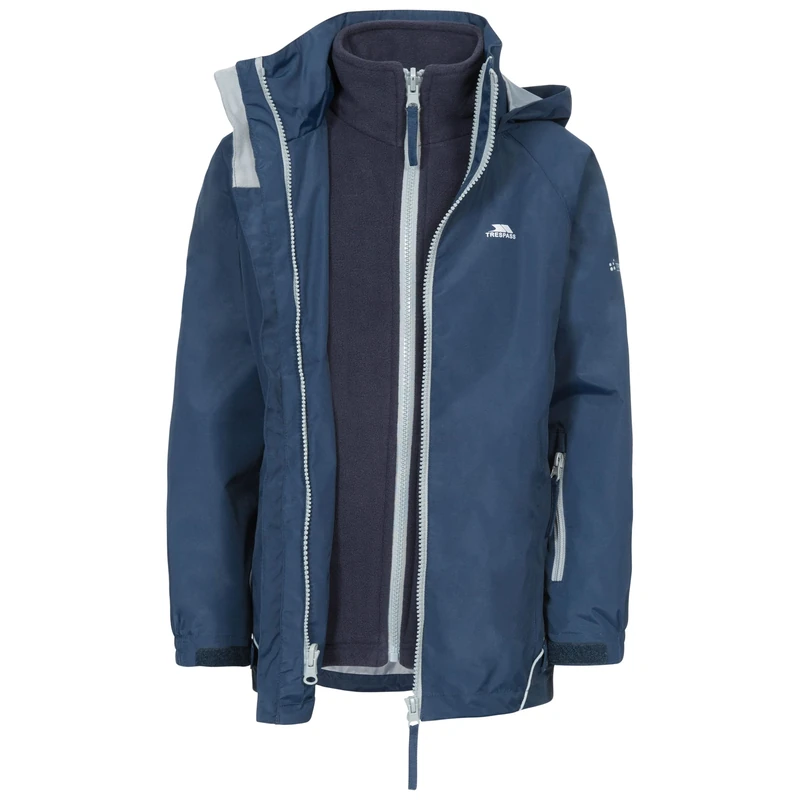 Trespass TP50 Rockcliff Kids' Outdoor 3-in-1 Jacket available in Navy - Size 7/8