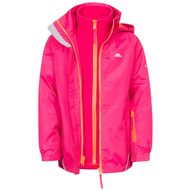 Trespass TP50 Rockcliff Kids' Outdoor 3-in-1 Jacket available in Raspberry - Size 2/3