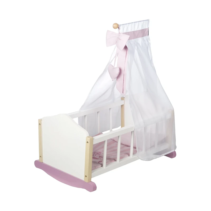 roba Doll Cradle from the 'Scarlett' Doll Furniture Series, including textile equipment, white lacquered