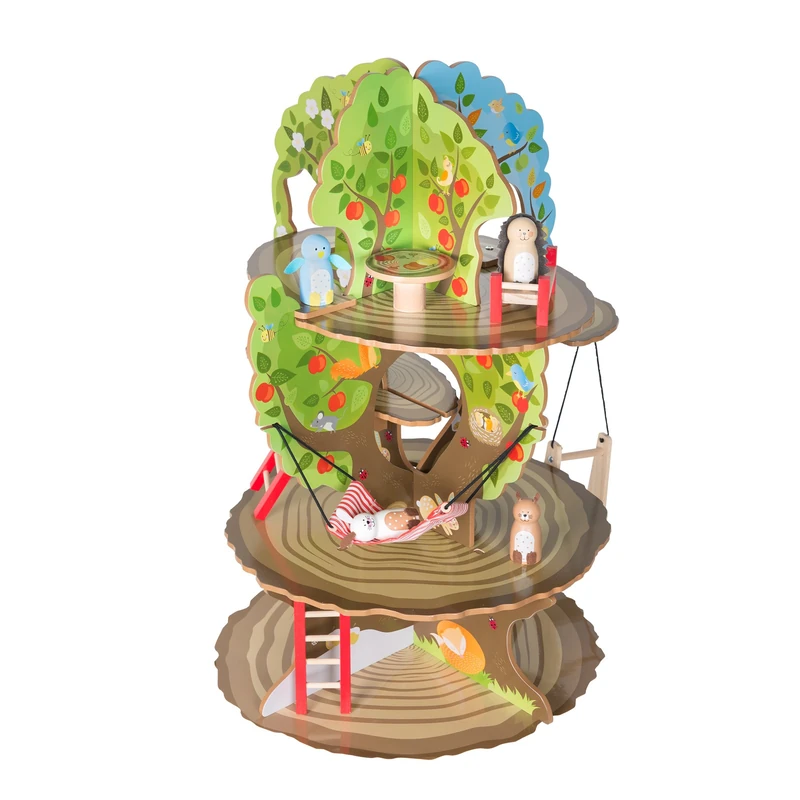 roba Tree House '4 Seasons', Wooden Toy Tree with 4 Play Sides, Includes Animals and Accessories - Image 1