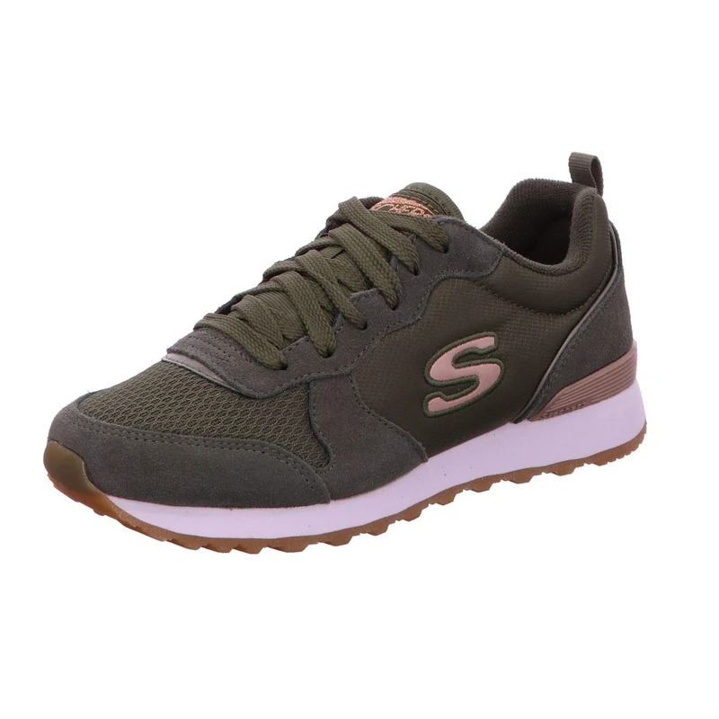 Skechers Women's Og 85 Gold'n Gurl Trainers, Olive Suede Nylon Mesh Rose Gold Trim, 7 UK