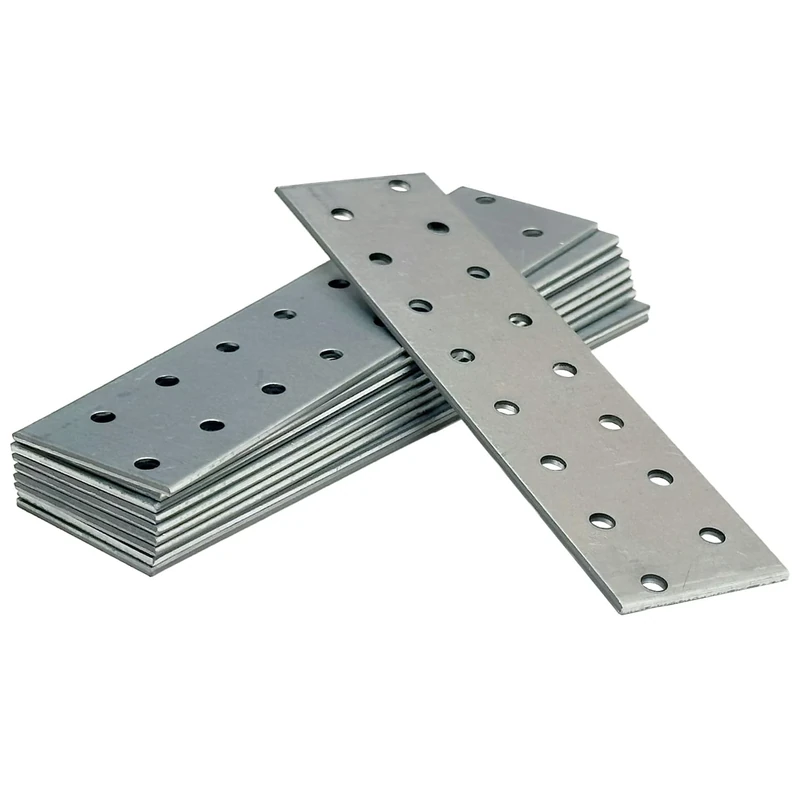 OMIDEAS 10 x Flat Joining Plates (160 x 40 x 2) Connecting Perforated Metal Brace Bracket Timber Wood Fixing Galvanised Steel Repair Connector