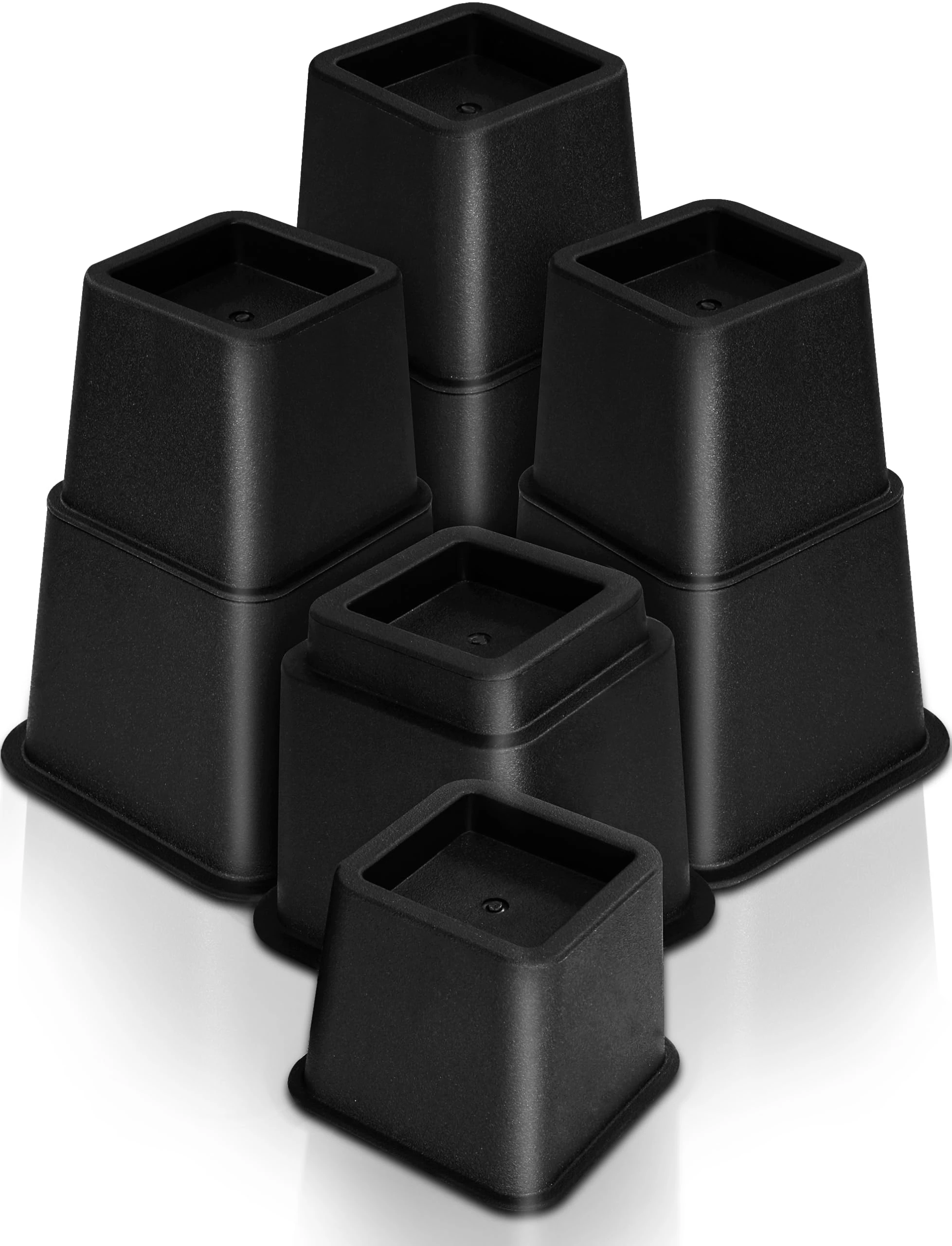 Utopia Bedding 8 Piece Premium Adjustable Furniture Risers (4 High and 4 Short) - Heavy Duty Riser with Strong Space Saving for Beds, Tables, Chairs or Sofas (3, 5 or 8 Inch) (Black)