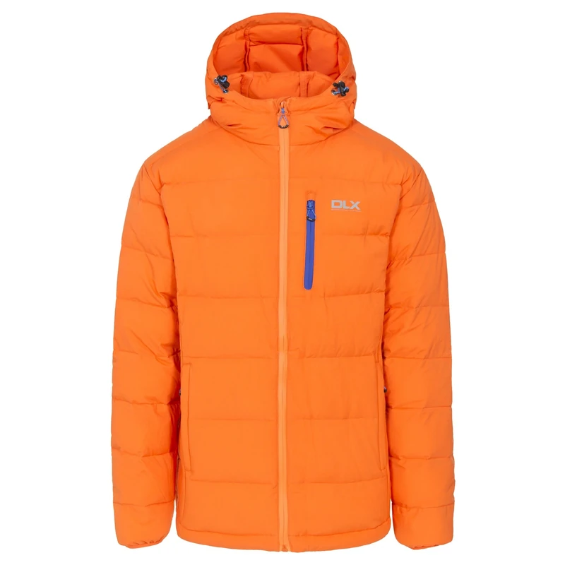 Trespass DLX Crane, Sunrise, L, Warm Down Jacket with Hood, 90% Down for Men, Large, Orange