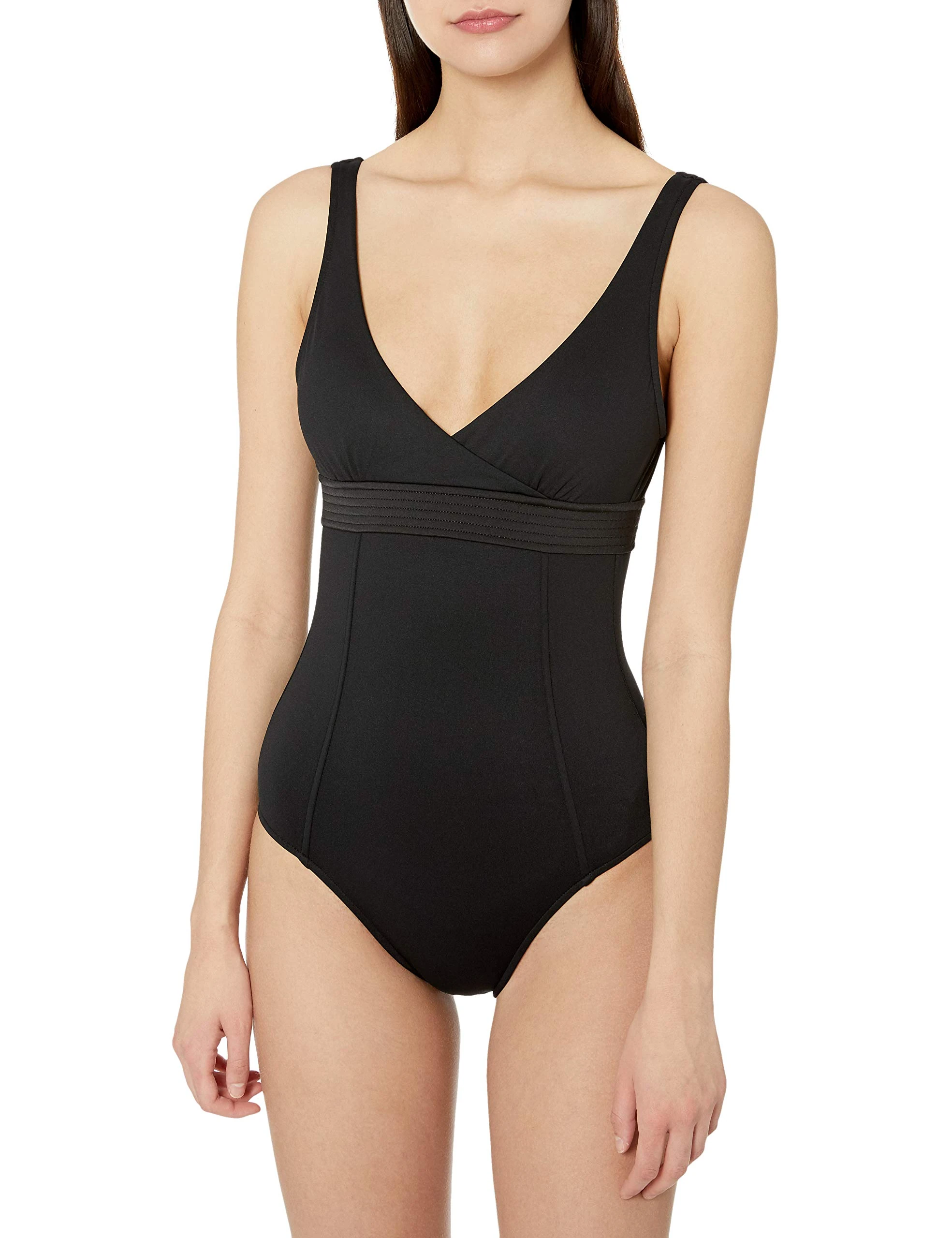 SEAFOLLY Women's Wrap Front Maillot One-Piece Swimsuit, Black, 6