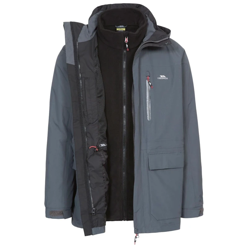 Trespass Mens 3 in 1 Jacket Waterproof Windproof Padded Winter Coat Edgewater II