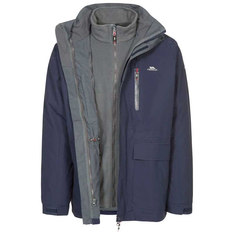 Trespass Mens 3 in 1 Jacket Waterproof Windproof Padded Winter Coat Edgewater II