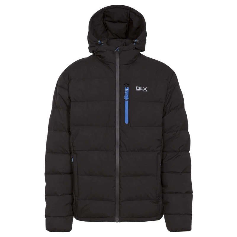 Trespass DLX Crane, Black, XS, Warm Down Jacket with Hood, 90% Down for Men, X-Small, Black - Image 1
