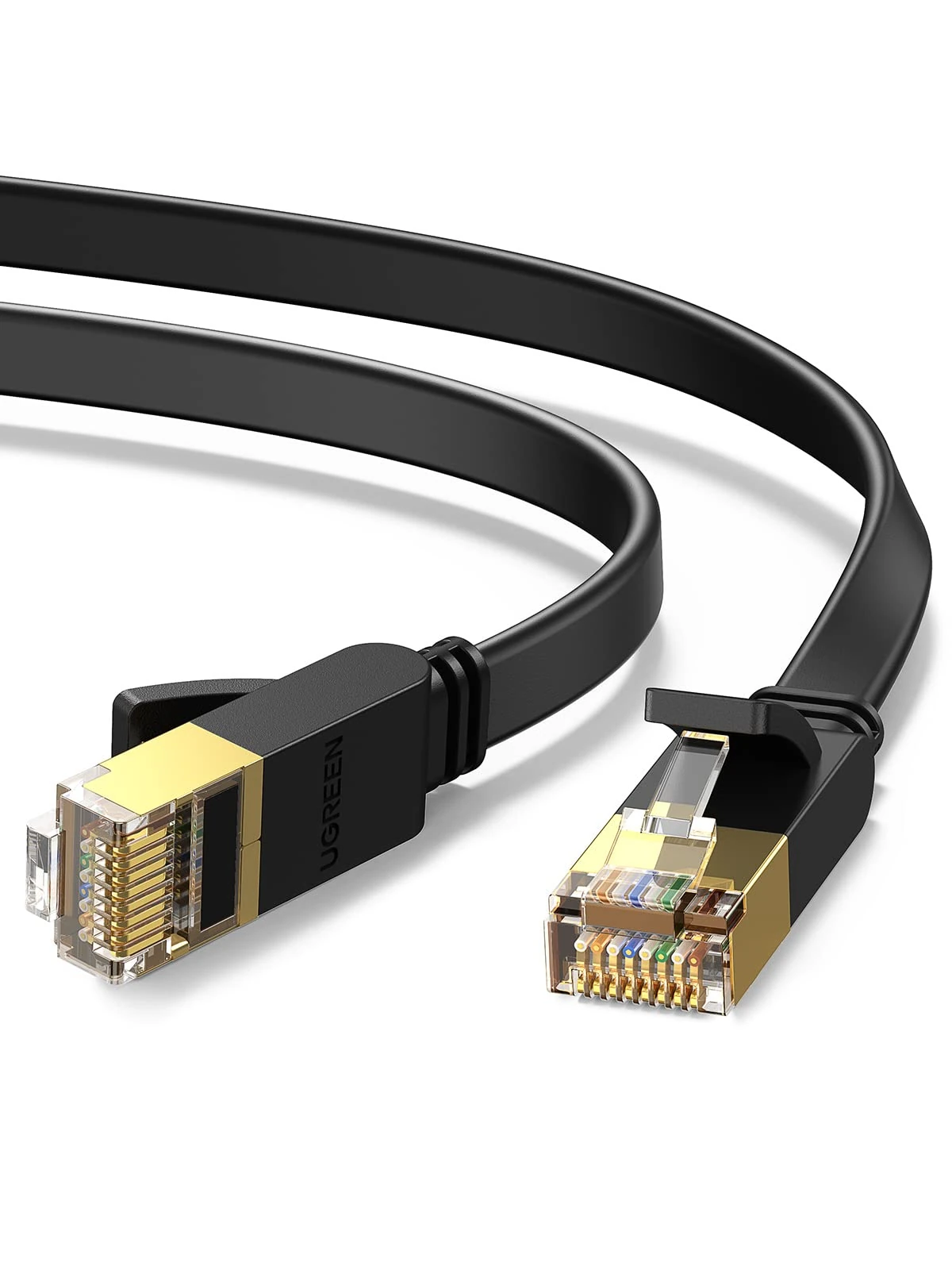 UGREEN Ethernet Cable 15M, Cat 7 Flat High-Speed Gigabit Network Cable, U/FTP 10Gbps 600Mhz/s RJ45 LAN Cable Internet Patch Cord Compatible with Router, Modem, Xbox, PC & Laptop, PS5, Switch, Printer