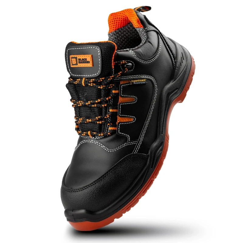 Black Hammer Men's Safety Trainers Genuine Leather Waterproof Composite Toe Cap Professional Work Shoes Non-Slip Lightweight Comfortable for Outdoor and Indoor Use 9007 (7 UK) Black - Image 1
