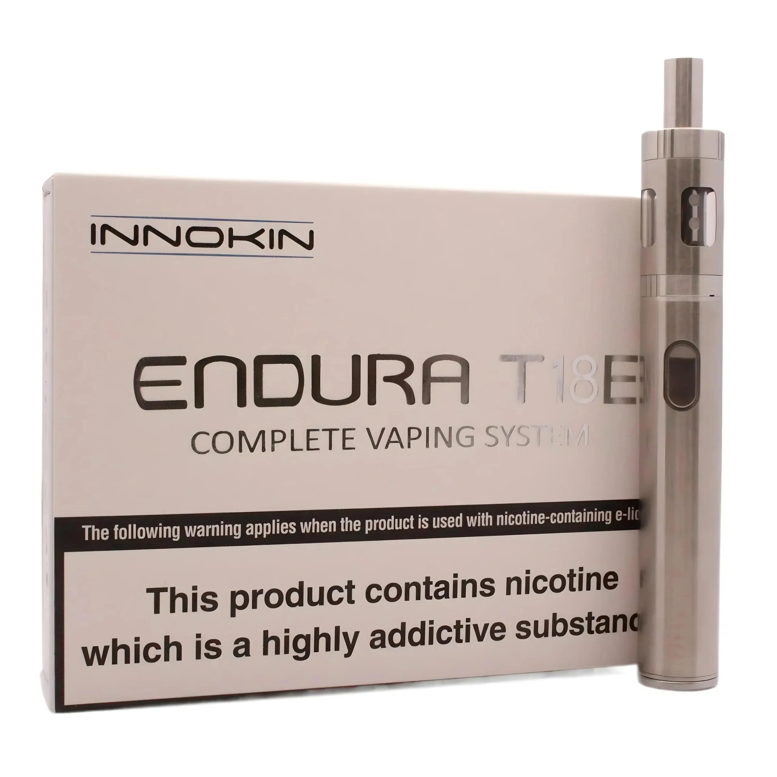 INNOKIN Endura T18E Vaping Kit, 1000mAh Battery, Prism T18E Atomizer, Easy-to-Use Starter Kit for Beginners, Electronic Cigarette, E Cigarette, E Cig, No Nicotine (Silver)