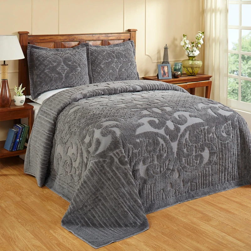Better Trends Ashton Bedspread, Grey, 102" x 110"/Queen
