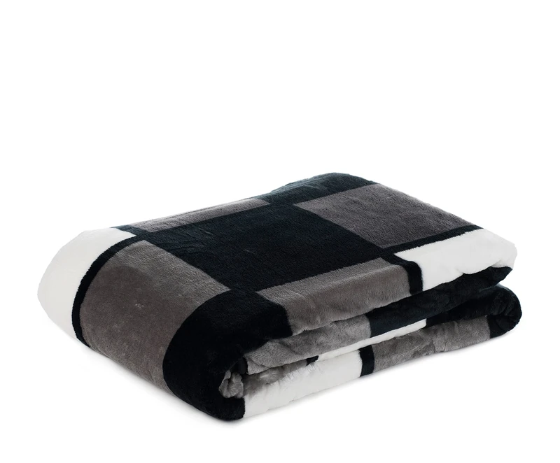 Gözze - Soft Blanket, Cashmere Feel, High Fabric Weight 500 g/m², Antigua, 150 x 200 cm - Anthracite/Black/White